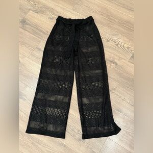 Black Lace Wide-Leg Pants L